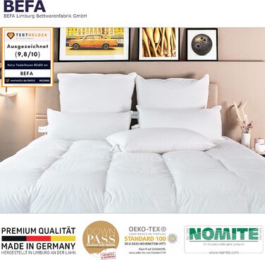 Подушка BEFA NATUR з пір&39я 40x80 см надзвичайно жорстка Подушка 100 пір&39я Вага наповнювача 1500 г Гіпоалергенна (NOMITE) Сертифікована для тварин (DOWNPASS) Oeko-TEX Клас 1 Зроблено в Німеччині 40x80 см