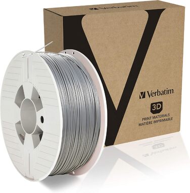 Друк Verbatim ABS filament, 1,75 мм, 1 кг, високоефективний акрилонітрилбутадієнстирол для екструзії матеріалів, для 3D-принтерів і 3D-ручок, нитка 3D-принтера з ABS, сірий алюміній, 3D-