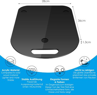 Розсувна дошка для Thermomix TM6/TM5, ковзаюча акрилова дошка без зусиль і швидкого переміщення, рулонна дошка для кухонного комбайна Thermomix Vorwerk TM6 TM5, дошка для аксесуарів (глянцевий чорний)