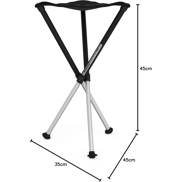 Табурет Walkstool - Модель Comfort - 3-ніжний розкладний стілець з алюмінію - Складаний - 4 моделі на вибір з фіксованою висотою сидіння 45, 55, 65 та 75 см, вантажопідйомність від 200 до 250 кг - Зроблено у Швеції