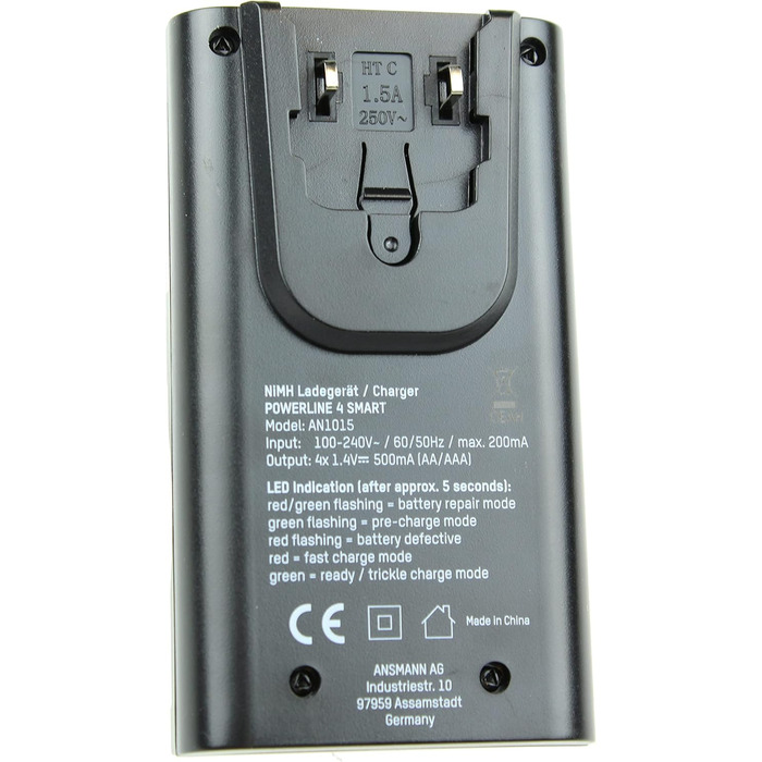 Зарядний пристрій Powerline 4 Smart AA та AAA для акумуляторів NiMH NiCD, з вилкою для Великобританії та багатокольоровим світлодіодним дисплеєм, швидке індивідуальне заряджання та моніторинг