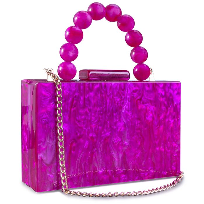 Клатч жіночий акриловий Леопард, вечірня сумочка з ланцюжком для особливих подій, фуксія