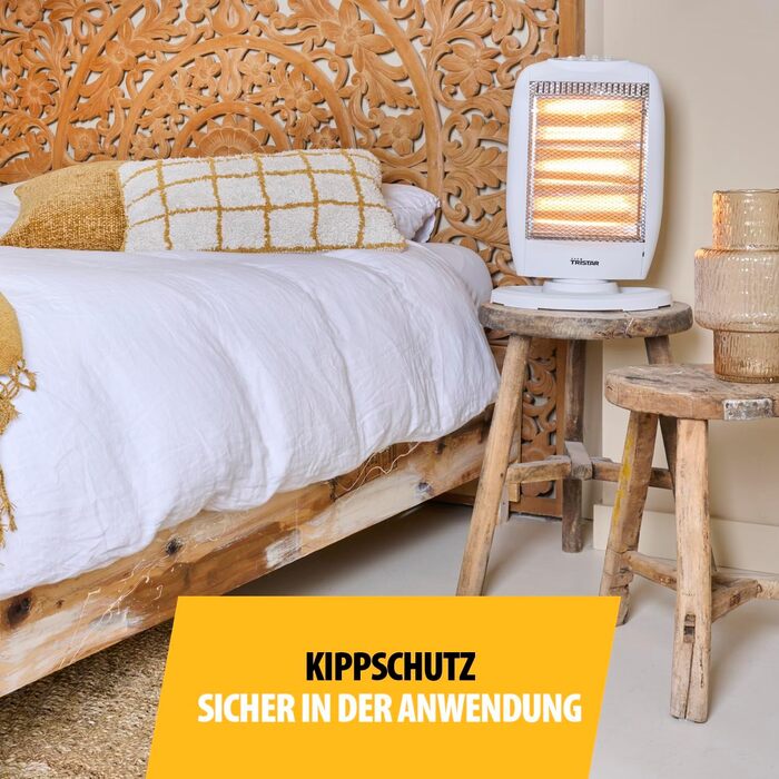 Інфрачервоний обігрівач Tristar KA-5129 галогенний 3 режими потужності коливальний макс. 1200 Вт, білий