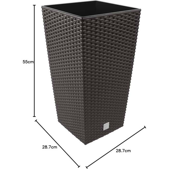 Квадратний квітковий горщик Prosper Plast drts300440U 28,7 x 28,7 x 55 см &39Rato&39 темно-коричневий (комплект з 12 предметів)