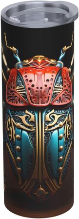 Кухоль з прямою трубочкою, 590 мл, різнокольоровий жук, принт, дорожній кухоль, підходить для кемпінгу, офісу та дому