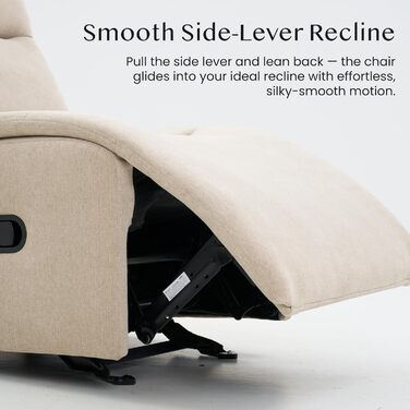 Крісло-гойдалка FLEXISPOT з 3-позиційним регулюванням відкидання, крісло для телевізора, крісло-гойдалка, подушка та бічна кишеня, ідеально підходить для сім&39ї та відпочинку, колір HomeEase Beige Oat Beige
