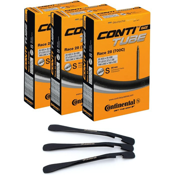 Комплект камер Continental Race 28 (20/25-622) з довгим вентилем 80 мм та монтажками