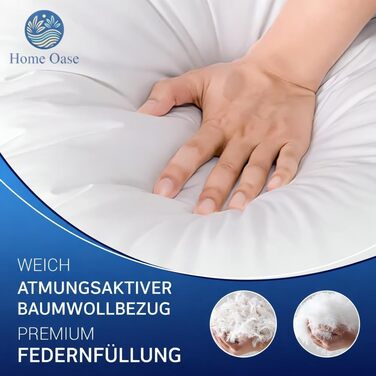 Пухові подушки 40x80 см (комплект з 2 шт.) - Подушки зі 100 пір&39яним наповнювачем та бавовняним чохлом, сертифіковані Oeko-Tex та виготовлені в Німеччині, ідеально підходять для алергіків та дітей, наповнювач 600 г, комплект з 2 шт., 40 x 80 см