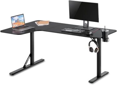 Л (лівий) Ігровий стіл, прямокутний, Д 160 x Г 60-100 x В 75 см Вантажопідйомність до 120 кг Підсклянник Тримач для навушників Килимок для миші Ігровий розмір L, 160