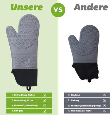 Рукавички для духовки Тримачі для духовки Рукавички для випічки Силікон Набір кухонних рукавичок термостійкий 230C- 2 рукавички дл