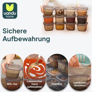 Герметичні контейнери для зберігання продуктів uandu з кришками Кухонні коробки для зберігання Зберігання та організація Набір контейнерів для зберігання продуктів Без BPA Кухонний органайзер Набір контейнерів для зберігання продуктів з 12 предметів Кухон