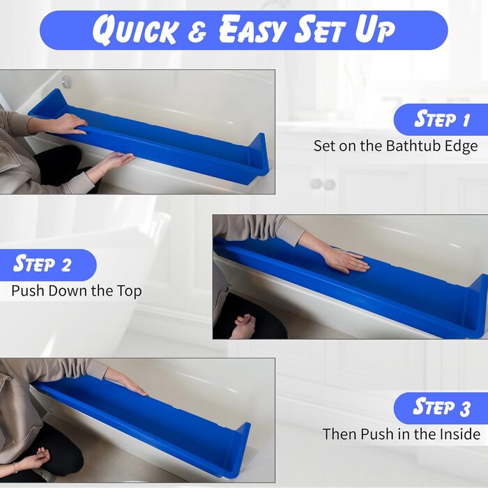 Захист від бризок для ванни, ігрова полиця тримач для іграшок кріплення на присосці до ванни запобігання розливанню води у ванній кімнаті розваги для синього
