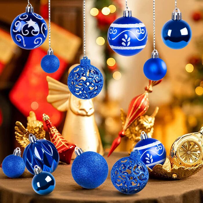 Набір ялинкових прикрас 100 предметів сині Ywlake