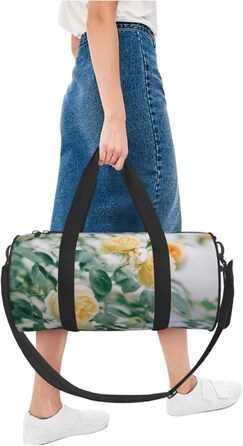 Спортивна сумка для подорожей з принтом жовтих троянд, дорожня сумка, чорна, універсальний розмір