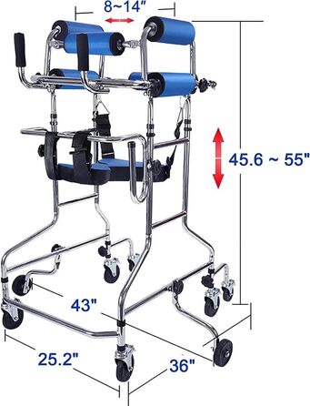 Ходунки для дорослих для людей похилого віку Реабілітаційна геміплегія стоячи, проти нахилу, проти перекидання, тренування нижніх кінцівок, регульована висота, ходунки для інвалідів, підходить для людей