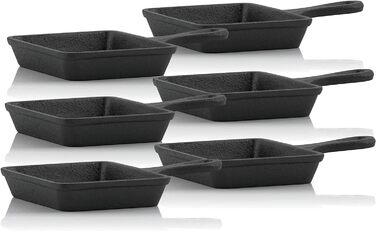 Чавунні сковороди для раклету BBQ-Toro (6 шт. ) 12,5 х 18 см вже згоріли - попередньо приправлені Змінні сковороди для раклету, сковороди для сервіровки, аксесуари для гриля, чавунні сковороди, сковороди-гриль