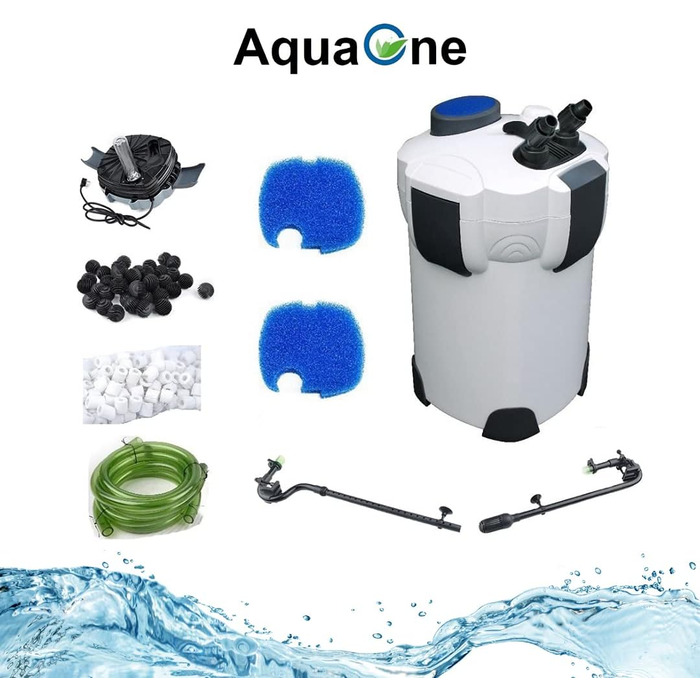 Зовнішній фільтр для акваріума AquaOne HW-303B 1400 л/год I Високоякісний фільтр з 9-ватною УФ-лампою для акваріумів об&39ємом до 700 літрів I Насос з фільтрувальним матеріалом для прісноводних та морських акваріумів