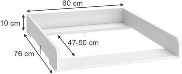 Насадка для пеленального столика Vicco Wicko, біла, 60 x 76 см (60 см без роздільника)