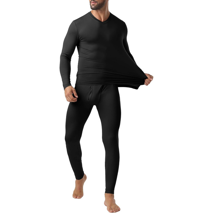 Чоловічий комплект термобілизни QIXING, на флісовій підкладці, розтягується в 4 сторони, теплий термобілизняний шар для зими, катання на лижах, футболу, чорний, XL