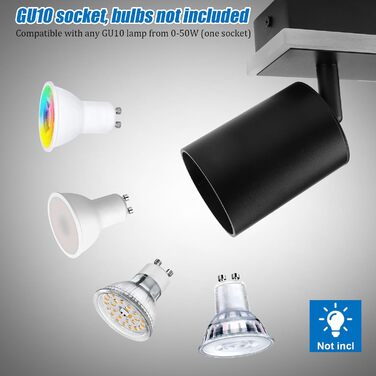 Стельовий точковий світильник Klighten 3 полум'я чорний, 3 розетки GU10 світлодіод 8,5 Вт, стельовий прожектор поворотний, поворот