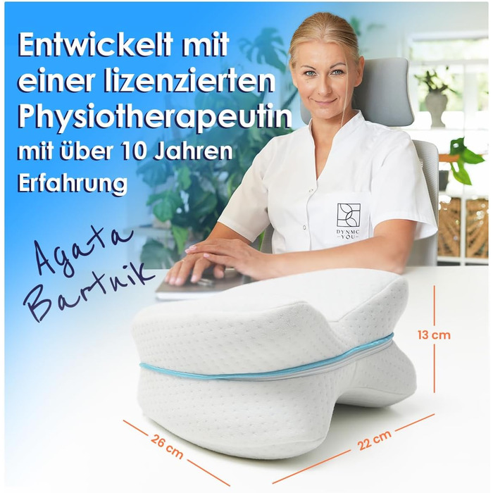 Подушка для колін для сну на боці - Ергономічна подушка з піни з пам&39яттю форми для ніг, стегон та спини - Подушка для ніг для спокійного сну з дихаючою та пральною оббивкою 26x22 см