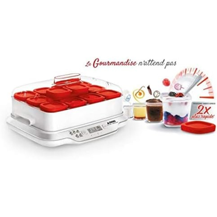 Експрес йогуртниця Multidelices на 12 баночок, біла/червона 12 баночок червона, 661500