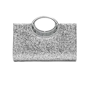 Клатч вечірній, блискуча сумочка, вечірня сумочка з камінням, сріблястий