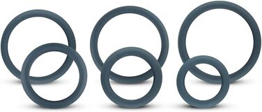 Набір ерекційних кілець Boners, 6 штук, силікон, для тривалої та твердої ерекції, сірий