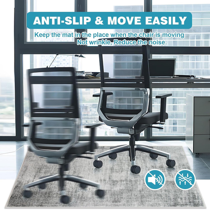 Захисний килимок для офісних стільців, 120x150 см, килимок для офісного стільця, захисний килимок для твердої підлоги, нековзний килимок для офісного стільця, килимок для твердої підлоги, ламінат та плитка, 120 x 150 см, сіра текстура