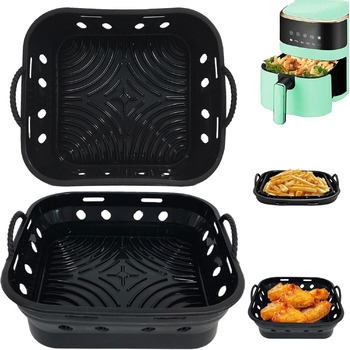 Мм потовщена силіконова форма для фритюрниці 5-7,5 л, силіконова форма для випічки фритюрниці 21,6 см, багаторазові аксесуари Силіконовий килимок Підводка для горщиків сумісна з Cosori, Tower, Air Fryer 21,6 см, 2 шт., 5