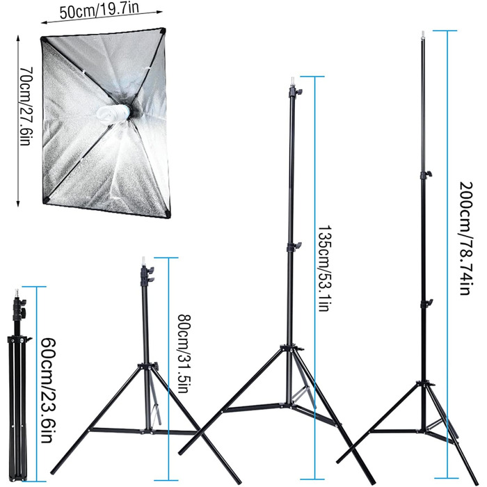 Софтбокс Комплект Фотосвітлова Система Освітлення, Софтбокс Освітлювальний Набір Фотообладнання Портативна фонова система Фонове світло Штатив Лампа для фотографії Штатив Сумка для перенесення Комплект Фотостудія Набір для відеозйомки p
