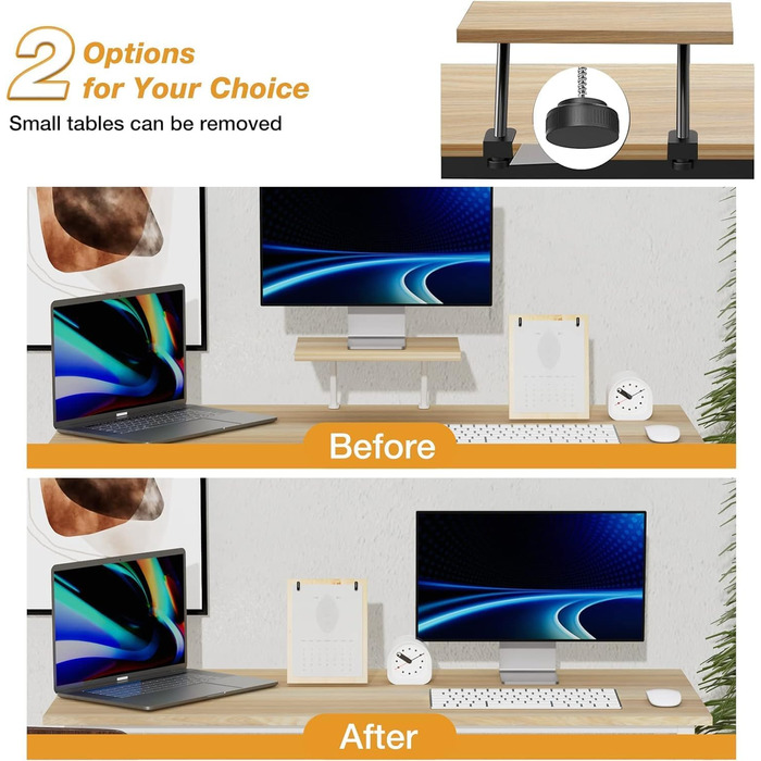 Письмовий стіл з полицею для монітора, комп&39ютерний стіл зі знімним кронштейном для регулювання висоти, стіл для ПК, комп&39ютерний стіл, офісний стіл, робочий стіл, дубове покриття, 100x50x75 см