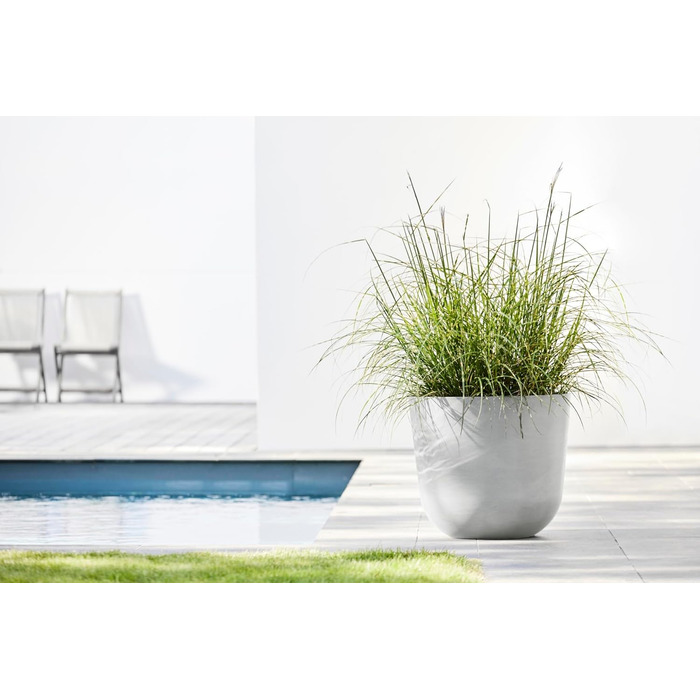 Горщик для рослин Ashortwalk Oslo Bell з переробленого пластику (Ø 25 см x В 21,8 см) (біло-сірий) Вуличні квіткові горщики Всепогодні квіткові горщики (Біло-сірий, 46,6 x 45 x 39,2 см) 45 см Біло-сірий