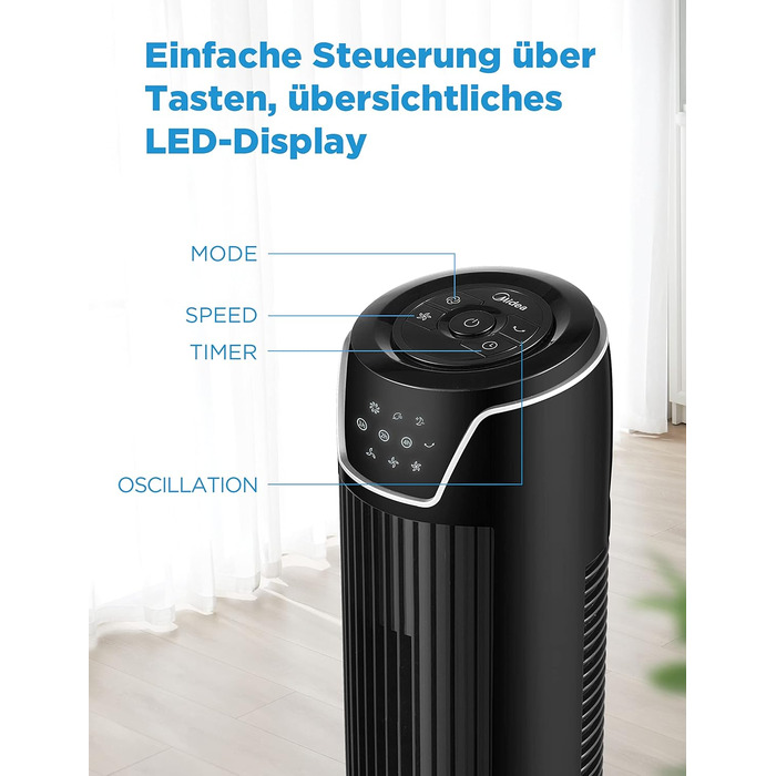 Баштовий вентилятор безшумний з пультом дистанційного керування 92см, мобільний вентилятор, вентилятор колонний, таймер на 7 годин