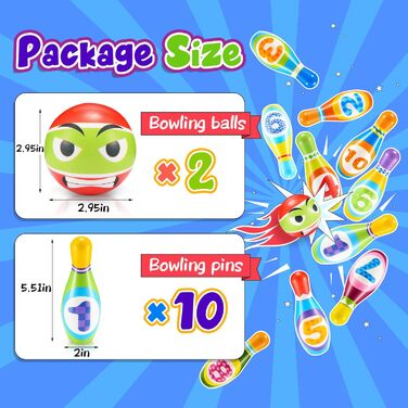 Набір для боулінгу для дітей, іграшка для хлопчиків 1, 2 та 3 років, подарунок для хлопчиків 1-6 років, ігри для дітей 2, 3 та 4 років, іграшка Монтессорі для дітей від 2 років, іграшка для активного відпочинку на свіжому повітрі для дітей 1, 2, 3, 4 та 5