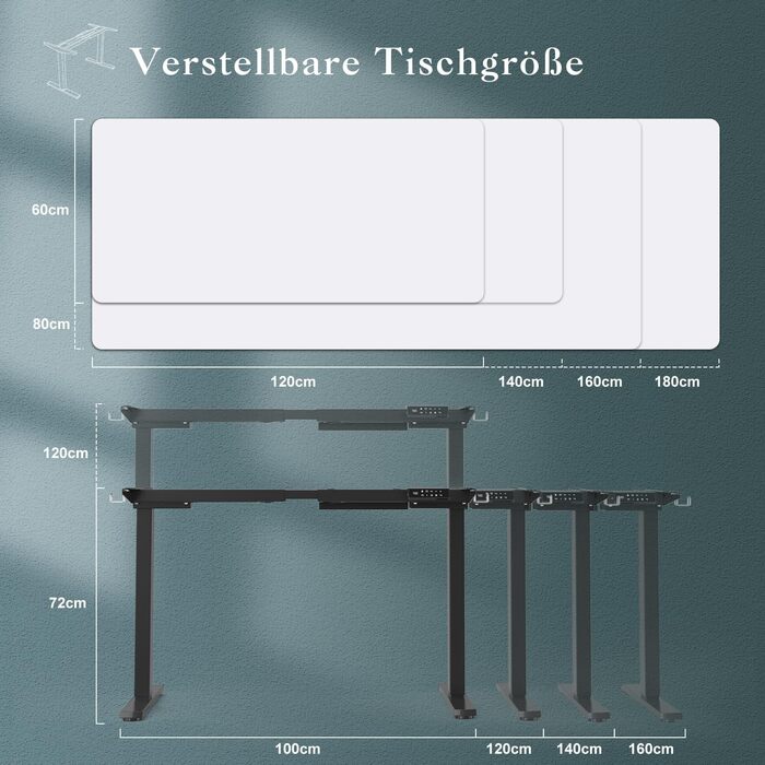 Каркас столу JUMMICO з двома двигунами та регулюванням висоти, USB-портом та кабельним лотком, каркас столу з електричним регулюванням висоти та колесами (чорний)