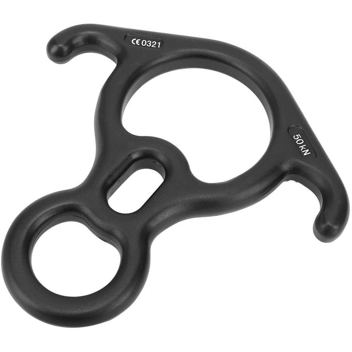 Спускний пристрій Alomejor 50KN для скелелазіння, спуску з гірки, рятувального верстату, восьмикільцевого верстату, великого розміру, для страховки та спуску з вигнутими вухами, для скелелазних рам Peak