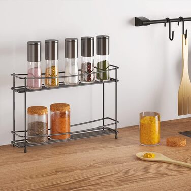 Підставка для спецій Kumino-2 Lava, металева, чорна, 33x8x21 см 33x8x21 см Чорна