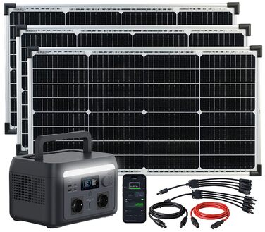 Сонячна електростанція revolt Портативна електростанція та сонячний генератор 512 Втгод, ДБЖ, додаток, 3 панелі по 60 Вт (Сонячні генераторні станції, комплекти сонячних накопичувачів, накопичувачі)