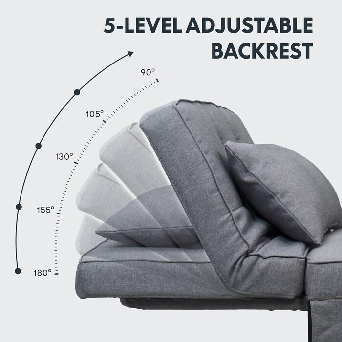 Крісло FLEXISPOT Крісло для вітальні з пуфом для ніг Розкладне крісло-ліжко з функцією ліжка Трансформоване крісло-ліжко Розсувне крісло-ліжко Вантажопідйомність до 300 кг, Сірий, 91 * 69 * 35 см Темно-сірий (Маленький)