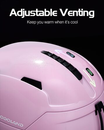 Унісекс-лижний шолом Odoland, шолом для сноуборду для чоловіків та жінок, юніорський розмір, оптимальний захист, система вентиляції, регульований розмір, сніговий шолом для дорослих для катання на лижах/сноуборді, розмір M (55-59 см), градієнтний рожевий