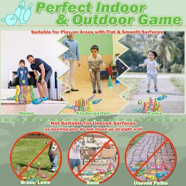 Гра STAY GENT у боулінг з динозаврами для дітей, м&39який набір для боулінгу з 10 кеглями та 2 м&39ячами, дитяча іграшка, іграшка для приміщень, саду та вулиці, ігри, подарунки для дітей віком 2, 3, 4, 5, 6 років, хлопчики та дівчатка, вишневий жовтий ква