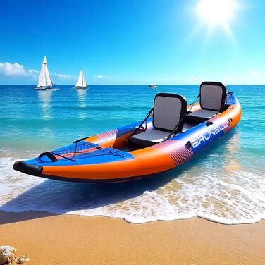 Надувний каяк Brunelli для 2 осіб, повний комплект, каное, каяк, туристичний човен з водним велосипедом Drop-Stitch
