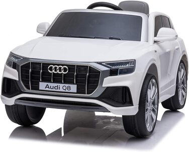 Дитячий електромобіль Audi Q8 - ліцензійний акумулятор 12В та 2 двигуни - 2,4ГГц MP3 шкіра Єва (Біла) Біла