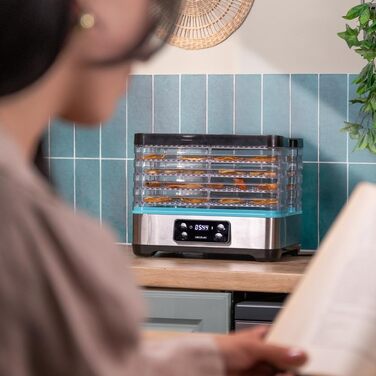 Сушарка для їжі Cecotec VitaDry Pro. 300 Вт, дегідратор для фруктів з 5 регульованими по висоті лотками, цифровий дисплей, таймер від 30 хв до 48 годин, температура від 35-70, нержавіюча сталь