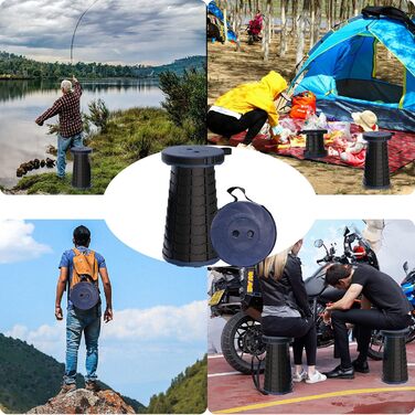 Телескопічний стілець, складаний, легкий та портативний, стілець для дорослих, кемпінговий стілець для походів, риболовлі, подорожей, барбекю, максимальне навантаження 200 кг, з сумкою для перенесення морського класу