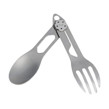 Обертова ложка-виделка з титану, титановий сплав, 16,7 см, складна, 2-в-1 ложка-виделка, легкий кемпінговий посуд, компактний, для активного відпочинку, пікніка, походів, барбекю, спорядження для виживання