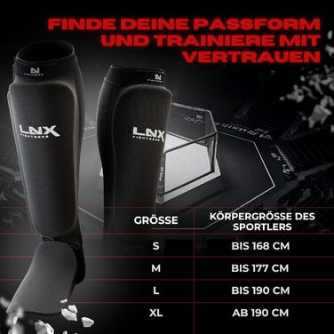 Щитки для гомілок LNX &39Performance Pro&39 для бойових мистецтв Муай Тай, ММА, розмір M (середній)