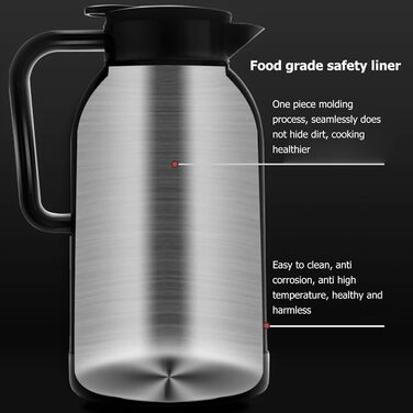 Портативна автомобільна кружка з підігрівом Topiky, чайник з нержавіючої сталі для електромобілів, 1300 мл ізольована, з підігріво