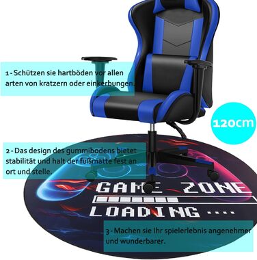 Килимок для ігрового крісла Capslpad для дерев&39яних підлог, нековзний захисний килимок для підлоги, гумовий килимок для ігрового контролера, комп&39ютерного крісла для ігрової кімнати, декор для домашнього офісу (круглий 120 см, чорний)